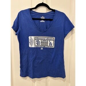 LOS ANGELES DODGERS vs SD PADRES 2015 MLB Opening Series V Neck Shirt, Large